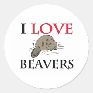 I Liebe Beavers Runder Aufkleber