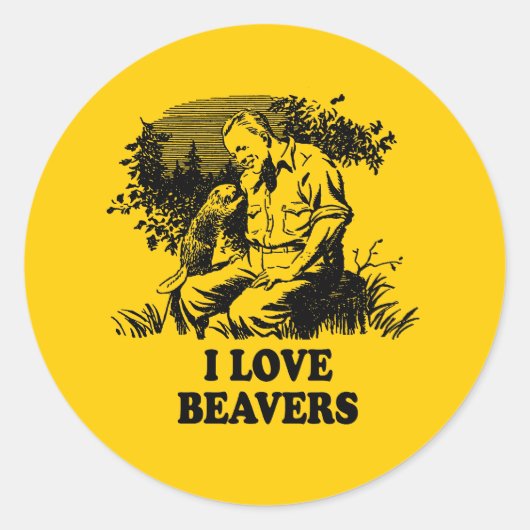 I Liebe Beavers Runder Aufkleber (Vorderseite)