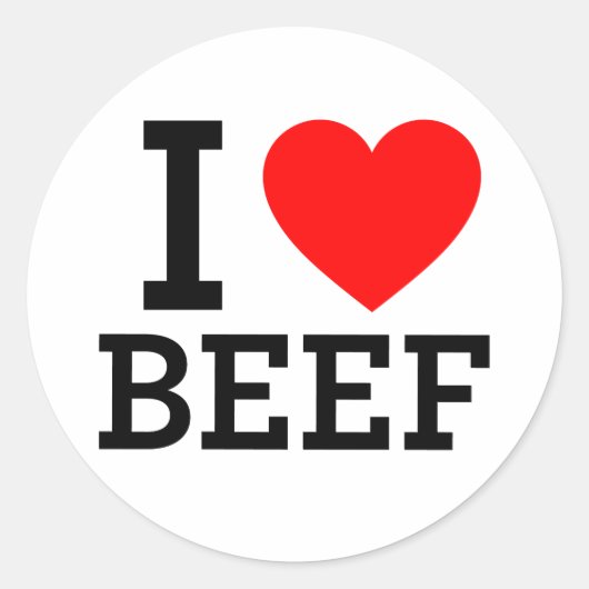 I Liebe Beef Runder Aufkleber (Vorderseite)