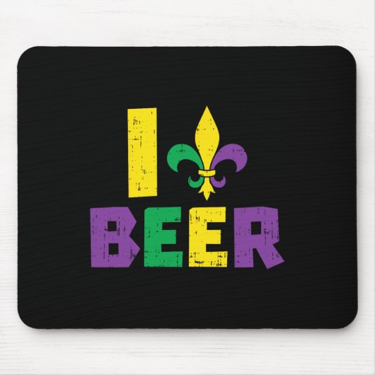 I Liebe Beer Jester Hat Drink Team Fun Mardi Gra Mousepad (Vorne)