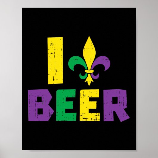 I Liebe Beer Jester Hat Drink Team Fun Mardi Gra Poster (Vorne)