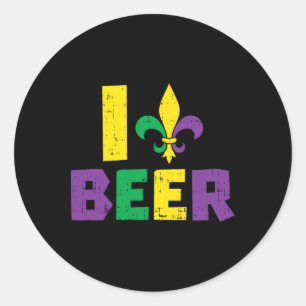 I Liebe Beer Jester Hat Drink Team Fun Mardi Gra Runder Aufkleber
