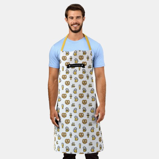 I Liebe Beer Mustache und Prätzel Mustername Schürze (Getragen)