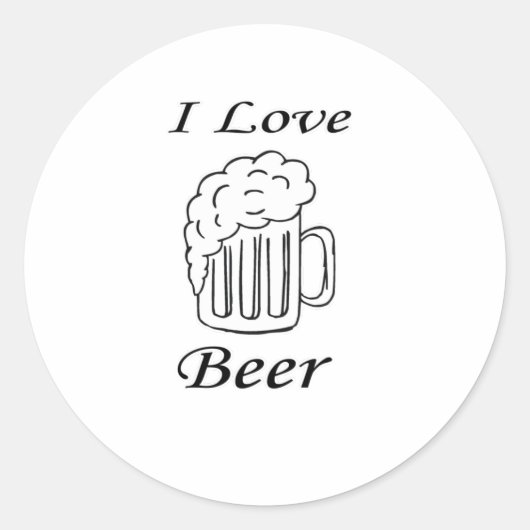 I Liebe Beer Runder Aufkleber (Vorderseite)