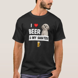 I Liebe Beer und mein schiitischer Tzu Mama Vater T-Shirt