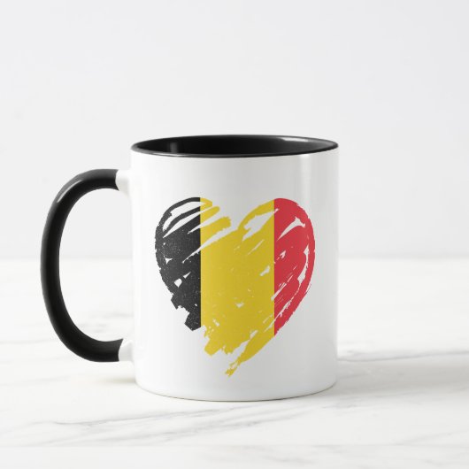 I Liebe Belgien - Belgisches Flaggenherz Tasse (Links)