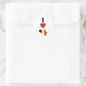 I Liebe Belgium Vertikal I Herzenlandkarte Runder Aufkleber (Tasche)