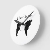 I Liebe Belties - Schwarz-weiße umgeschnallte Runde Wanduhr (Winkel)