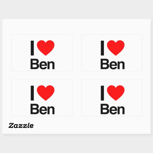 i Liebe ben Rechteckiger Aufkleber (Blatt)