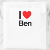 i Liebe ben Rechteckiger Aufkleber (Tasche)