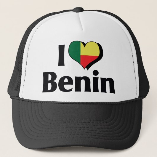 I Liebe Benin Flag Truckerkappe (Vorderseite)
