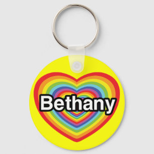 I Liebe Bethany: Regenbogenherz Schlüsselanhänger