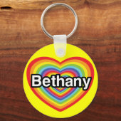 I Liebe Bethany: Regenbogenherz Schlüsselanhänger (Vorderseite)