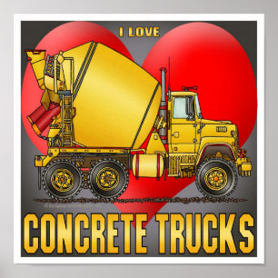 I Liebe Beton Trucks Plakat drucken