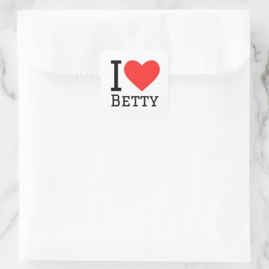 I Liebe Betty Quadratischer Aufkleber (Tasche)
