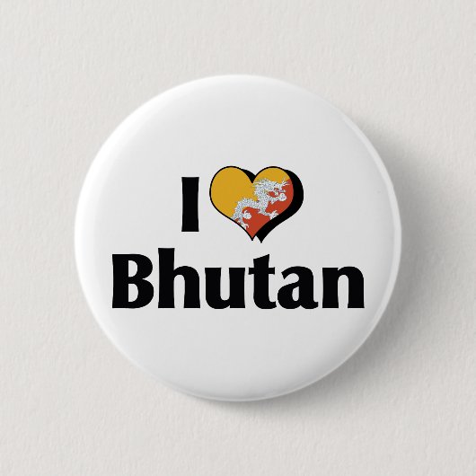 I Liebe Bhutan Flag Button (Vorderseite)