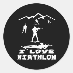 I Liebe Biathlon Wintersport Skitourenrennen Runder Aufkleber