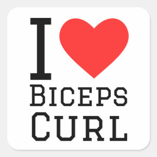 I Liebe Biceps curl Quadratischer Aufkleber