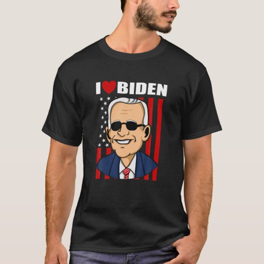 I Liebe Biden Heart Pro Präsident Joe Biden Amerik T-Shirt (Vorderseite)