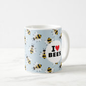I Liebe Bienen Gemustert Sky Blue Kaffee Tasse (VorderseiteRechts)