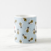 I Liebe Bienen Gemustert Sky Blue Kaffee Tasse (Mittel)