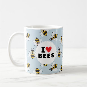 I Liebe Bienen Gemustert Sky Blue Kaffee Tasse
