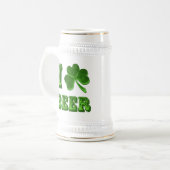 I Liebe-Bier-Kleeblatt-St- Patricktagesstein Bierglas (Vorderseite Links)