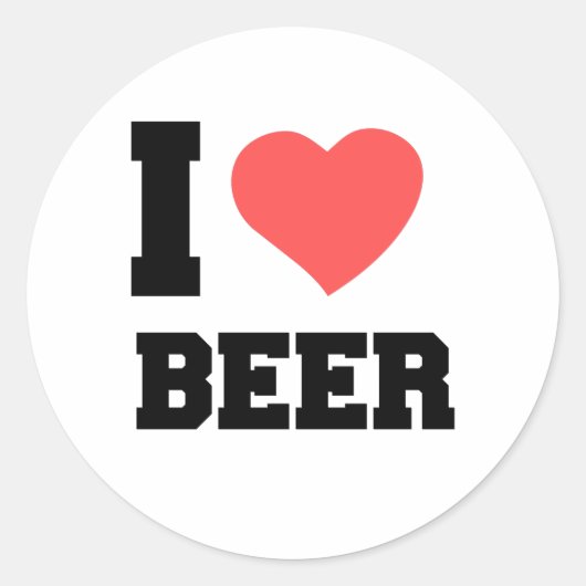 I LIEBE BIER RUNDER AUFKLEBER (Vorderseite)