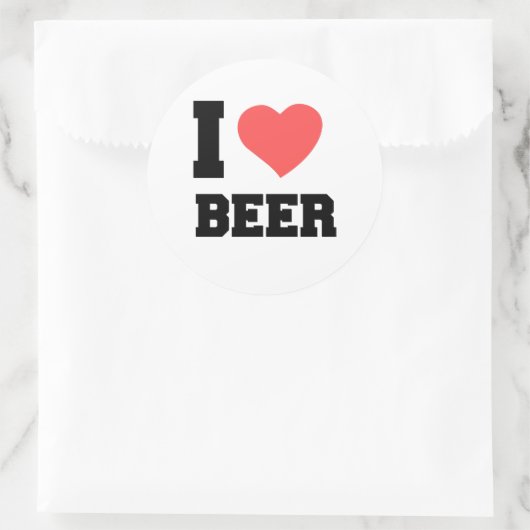 I LIEBE BIER RUNDER AUFKLEBER (Tasche)