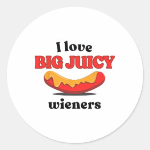 I Liebe Big Juicy Dackeln Funny Hot Dog Grillen Pa Runder Aufkleber