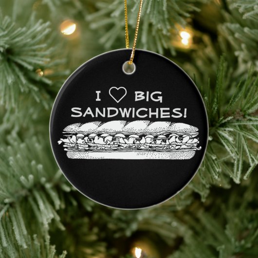 I Liebe Big Sandwiches Hoagie Keramik Ornament (Baum)
