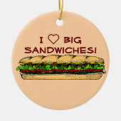 I Liebe Big Sandwiches Hoagie Keramik Ornament (Vorne)