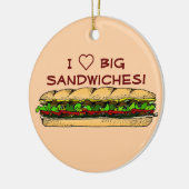 I Liebe Big Sandwiches Hoagie Keramik Ornament (Links)