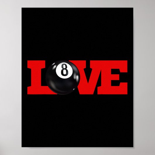I Liebe Billard 8 Ball Pool Player Carom Englisch Poster (Vorne)