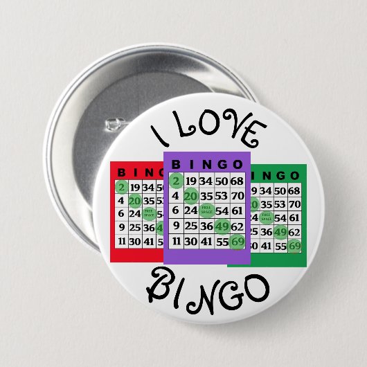 I Liebe BINGO Cards Button (Vorne & Hinten)