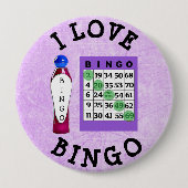 I Liebe BINGO Lila Cards Schaltfläche Button (Vorderseite)