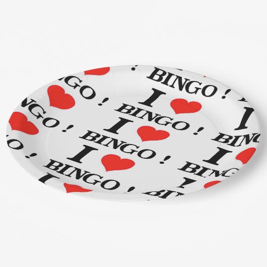 I Liebe Bingo Pappteller (Schrägansicht)