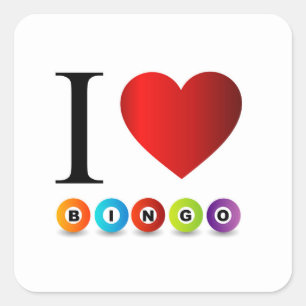 I Liebe Bingo Quadratischer Aufkleber