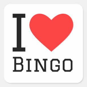 I Liebe Bingo Quadratischer Aufkleber