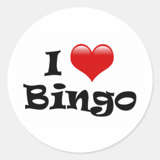I Liebe Bingo Runder Aufkleber