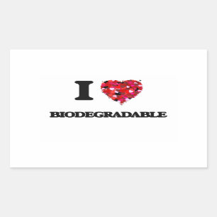 I Liebe biologisch abbaubar Rechteckiger Aufkleber