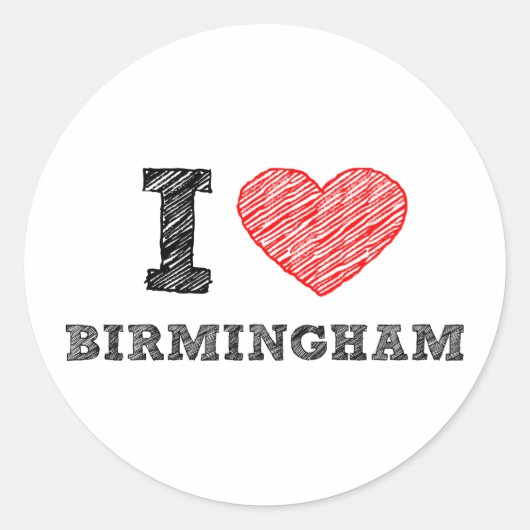 I Liebe Birmingham Runder Aufkleber (Vorderseite)