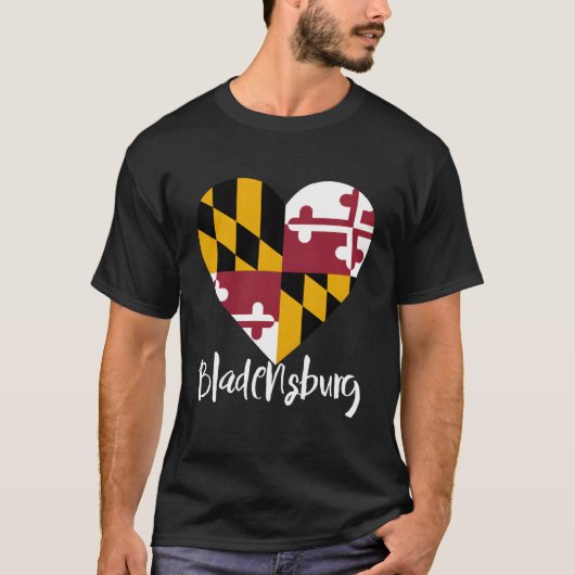 I Liebe Bladensburg Maryland Md Flag Herzgeschenk T-Shirt (Vorderseite)