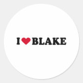 I LIEBE BLAKE RUNDER AUFKLEBER (Vorderseite)