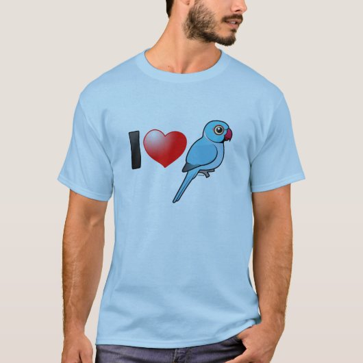 I Liebe-blauer Inder Ringnecks T-Shirt (Vorderseite)