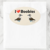 I Liebe Blue-Foot Boobies Ovaler Aufkleber (Tasche)