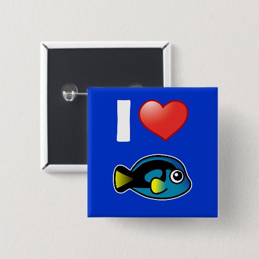 I Liebe Blue Tang Button (Vorne & Hinten)