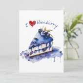 I Liebe Blueberry TShirt, Blueberry Cake Wasserfar Dankeskarte (Stehend Vorderseite)