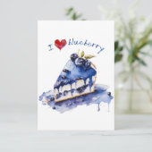 I Liebe Blueberry TShirt, Blueberry Cake Wasserfar Dankeskarte (Stehend Vorderseite)