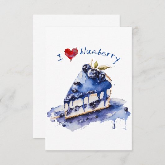 I Liebe Blueberry TShirt, Blueberry Cake Wasserfar Dankeskarte (Vorne/Hinten)